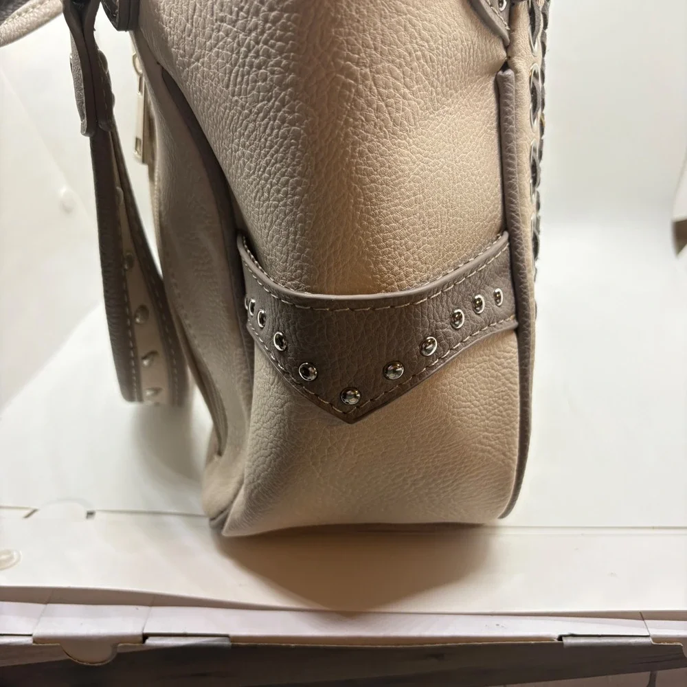 Western Horse Embroidered Hobo Bag Cream Taupe Studded Shoulder Purse Turquoise - Picture 9 of 13